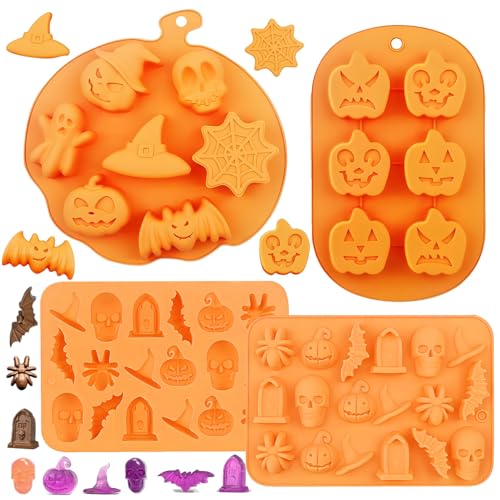 Moldes silicone Halloween, molde de silicone Halloween chocolates, acessórios para festas temáticas, decorações para festas, bricolage chocolate, baldes, bolachas, várias formas (Halloween moldes C)