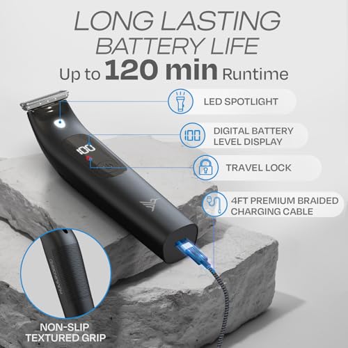 Image of HUMMINGBIRD MK4 Hybrid Beard and Body Trimmer for Men - Body Groomer & Pubic Hair Trimmer, Waterproof All in One Electric Shaver, USB-C Rechargeable, LED Display & Storage Base