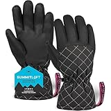 Womens Winter Snow & Ski Gloves - Designed for Women's Skiing, Snowboarding, Shredding, Shoveling, Snowballs - Waterproof, Windproof Nylon Shell, Thermal Insulation & Synthetic Leather Palm