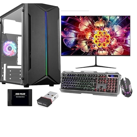 NAUMAN Core I7 3rd Gen|20Inch Monitor|Pc for Home & Business (8 Gb Ddr3 Ram/256 Gb Ssd/4Gb Graphic Card/WiFi/Bluetooth/ 20″ Monitor/RGB Keyboard&Mouse|Intel Windows 10 + Ms Office
