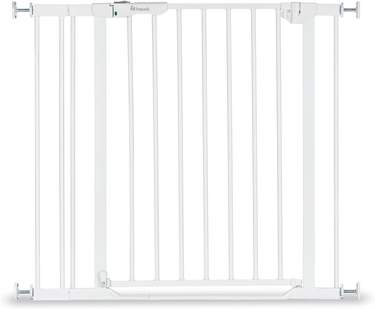 hauck Clear Step Autoclose 2, biała – kratka ochronna na drzwi 84-89 cm, bezpieczna dla dzieci kratka odgradzająca z płaskim wejściem, kratka na drzwi z automatycznym zamykaniem, otwieranie 1 ręką