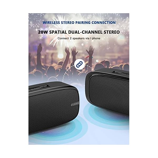 LENRUE Bluetooth Speaker, Wireless Portable Speaker with Loud Stereo Sound, Rich Bass, 12-Hour Playtime, Built-in Mic. Perfect for iPhone, Samsung and More - Image 4