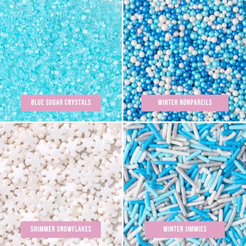 Image of Sweets Indeed Sprinkles, 4 Pack, Edible Sprinkle Mix, Perfect for Cake Decorations, Baking, Ice Cream, Cookies, Cupcake Topper (Winter)