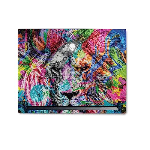 Image of MightySkins Carbon Fiber Skin Compatible with Alienware M18 R1 (2023) Full Wrap Kit - Neon Lion | Protective, Durable Textured Carbon Fiber Finish | Easy to Apply & Change Styles | Made in The USA