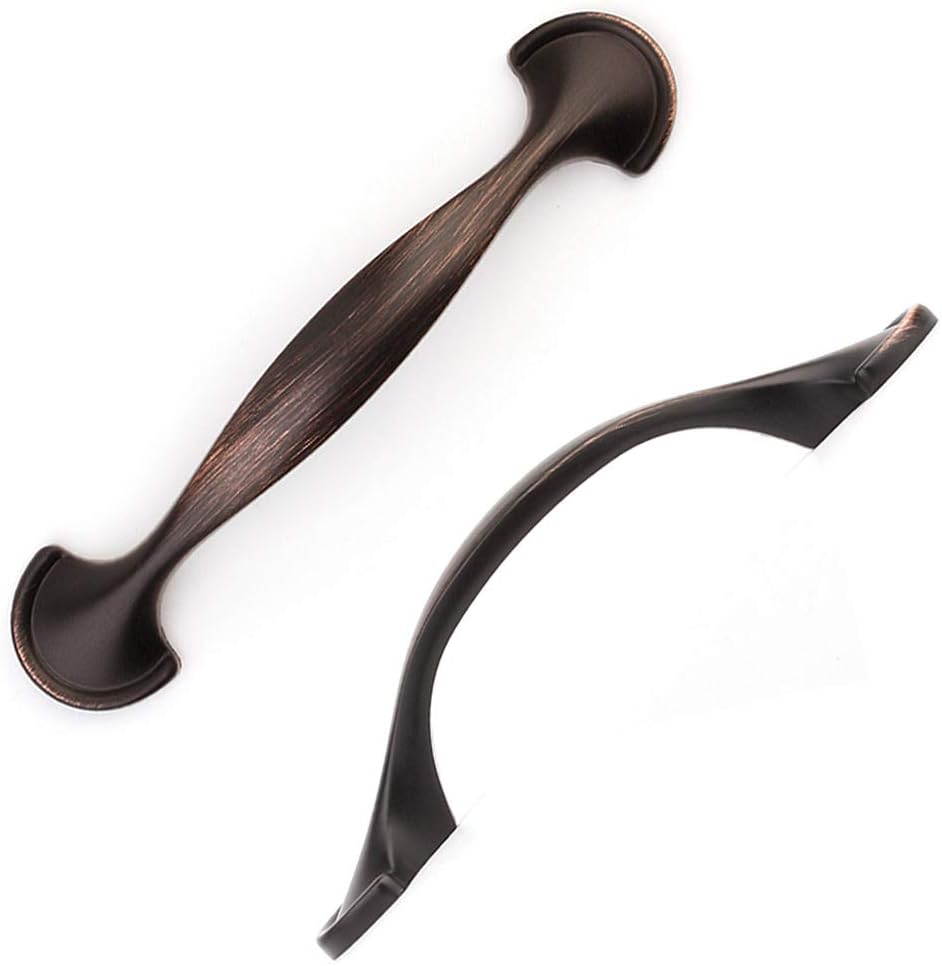 Koofizo Half Round Foot Cabinet Bow Pull - Oil Rubbed Bronze Furniture Handle, 3.8 Inch/96mm Screw Spacing, 10-Pack for Kitchen Cupboard Door, Bedroom Dresser Drawer, Bathroom Wardrobe Hardware