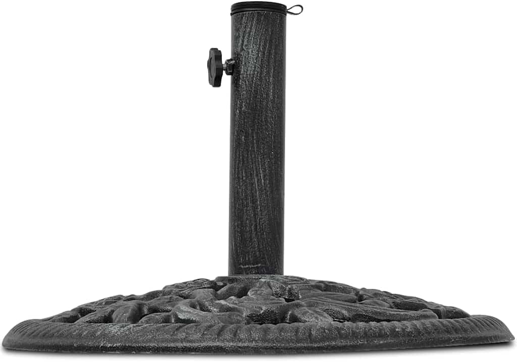 vidaXL 26.5lb Round Umbrella Base for Outdoor, Deck, Patio Parasol Base for 1.4"/1.5"/1.9" Pole Sizes, Heavy-Duty Cast Iron, Classic Design, Ø18.9"x13" Black and Green