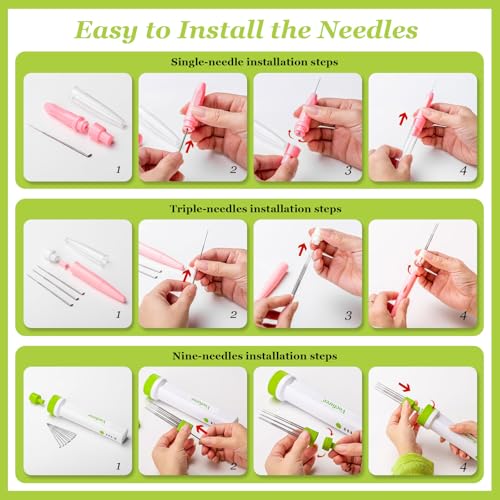 Image of Vocforce 4V Electric Needle Felting Tool for Rapid Felting, 3-Speed, 4X Faster, 1-9 Multi Needles, Cordless Lithium Wool Felting Set w / 77 Supplies Kit for Small and Large Crafting Projects
