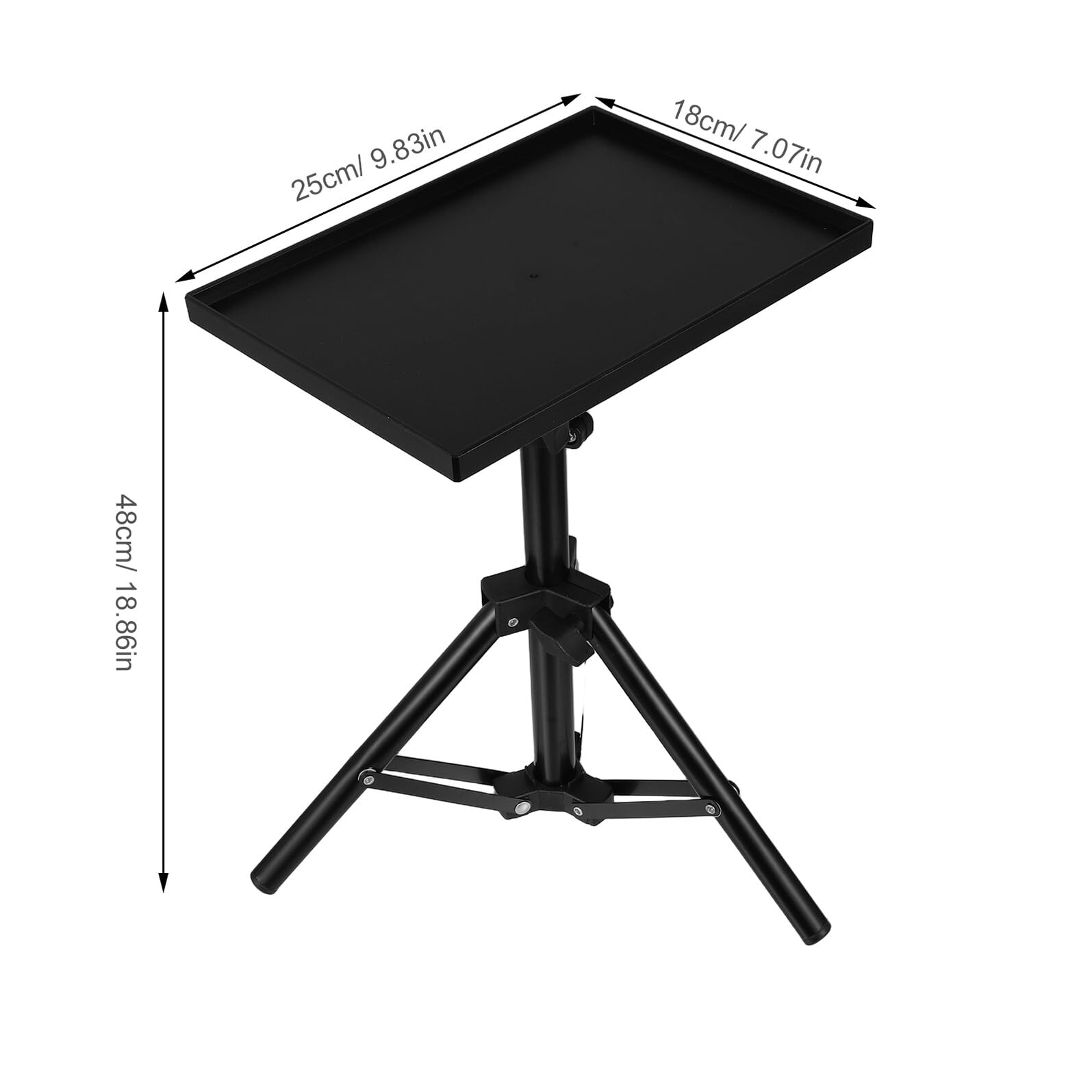 Supporto Proiettore Treppiede Regolabile Nero, Altezza 30-50 Cm | Piano in Abs e Ferro, Design a Tripode, Uso Desktop e Comodino, Installazione Semplice
