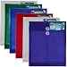 Letter Size Poly String Envelope with Expandable Gusset, 6pc Mix Colors Set(1green,1blue,2clear,1purple,1red), Water/Tear Resistant-Translucent