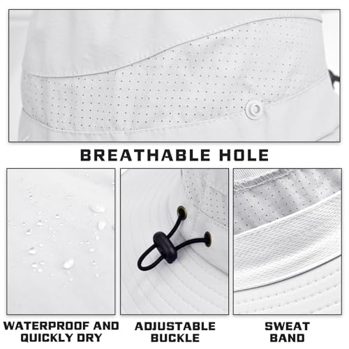 Image of Sun Hats for Men Women, UPF50+ Protection Safari Hat,Wide Brim Fishing Hat with Neck Flap,Bucket Hats for Beach Hiking