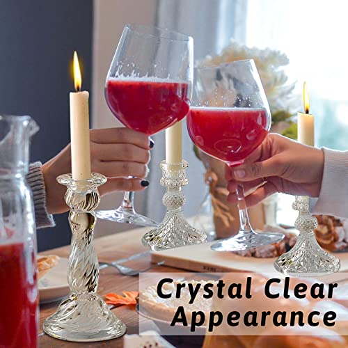 Glass Candlestick Holders - Set Of 8 Clear Taper Candlestick Glasses,Crystal Candle,For All Formal Events,Candlelight Dinner,Wedding, Dinning, Party,Home Decoration #TOP4