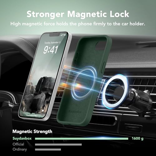 Image of Magnetic for iPhone 17e /iPhone 16e Case, Compatible with MagSafe, [Soft Anti-Scratch Microfiber Lining] Slim Silicone Shockproof Protective Phone Case for iPhone 17e /16e 6.1 inch, Alpine Green