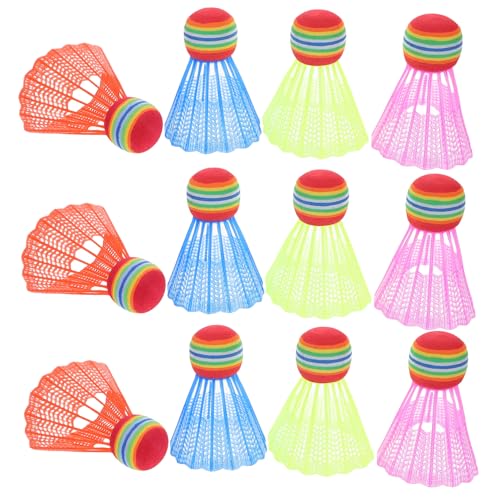 NAMOARLY 12 Pcs Badminton Shuttlecocks Lightweight Plastic Balls for Boys and Girls Beginner-Friendly Indoor and Outdoor Training