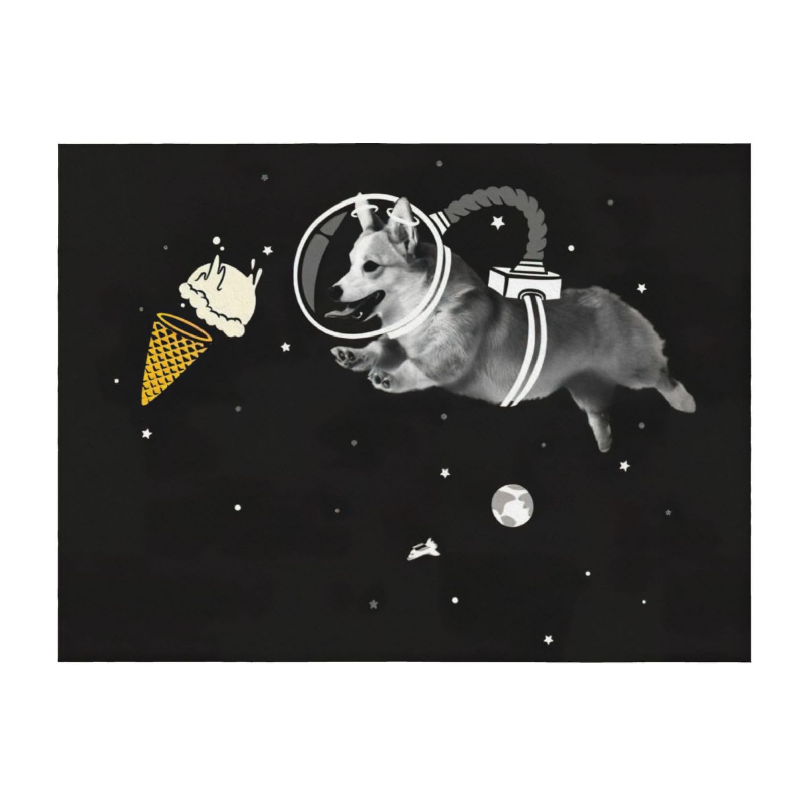 Couverture de lit EdWal en microfibre hypoallergénique Space Corgi