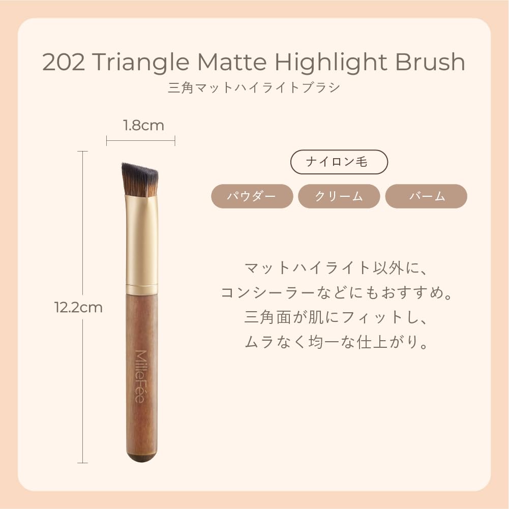 Amazon | ミルフィー 三角マットハイライトブラシ 高級ナイロン毛 均一