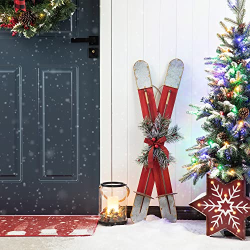 Glitzhome 35' H Red Wooden/Galvanized Christmas...