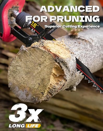 Image of Wood Pruning Reciprocating Saw Blades, 12 Inch Pruning Blades for Reciprocating Saw, High Carbon Steel Reciprocal Saw Blades for Tree Trimming, Wood Cutting with Organizer Case, (10 Pack /5TPI)