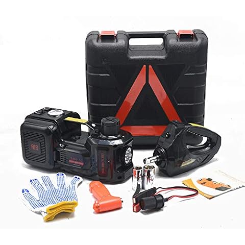 KINGCAV 5Tons(11000lb) Electric Car Floor Jack Hydraulic Car Jack Roadside Jack 155-450mm, Car Emergency Tool Kit for Trip Tire Inflator Cool Black Color Cover