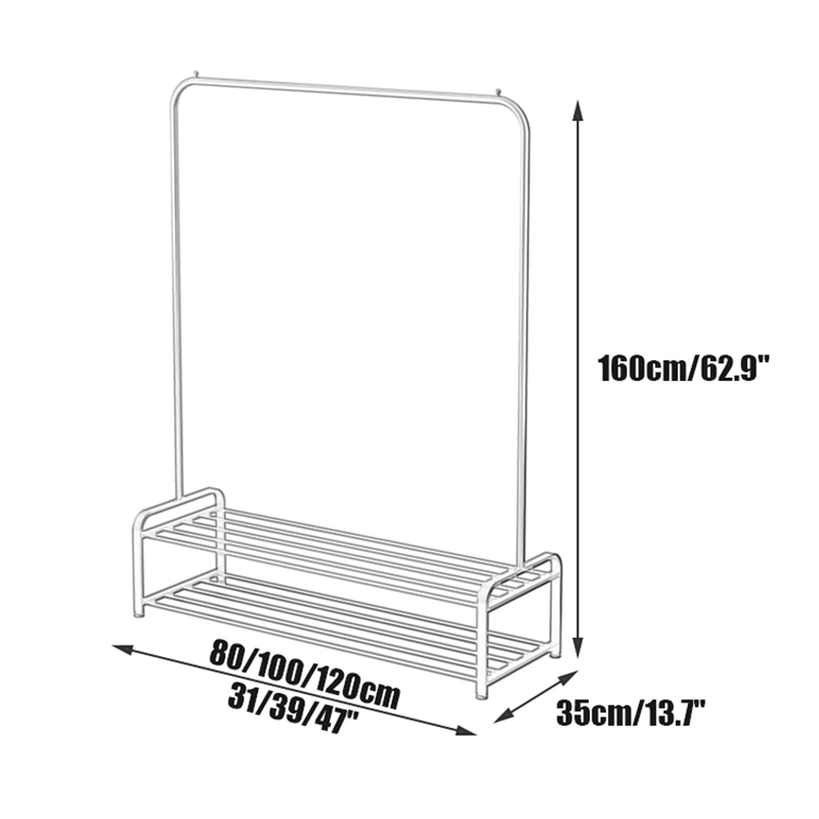 Wieszak na ubrania z 2 półkami, 160 cm wysokości, wieszak na ubrania w stylu industrialnym, antykorozyjny, ekspozycyjny(Złoto-120cm