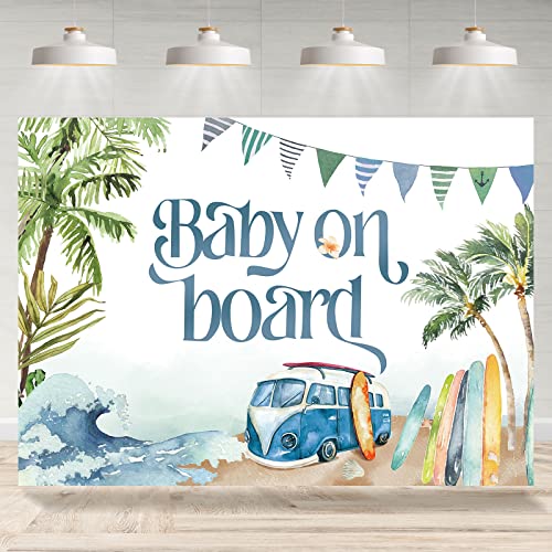 Fondo Fotográfico Baby Shower Tema Surf 7x5 pies miniatura 1