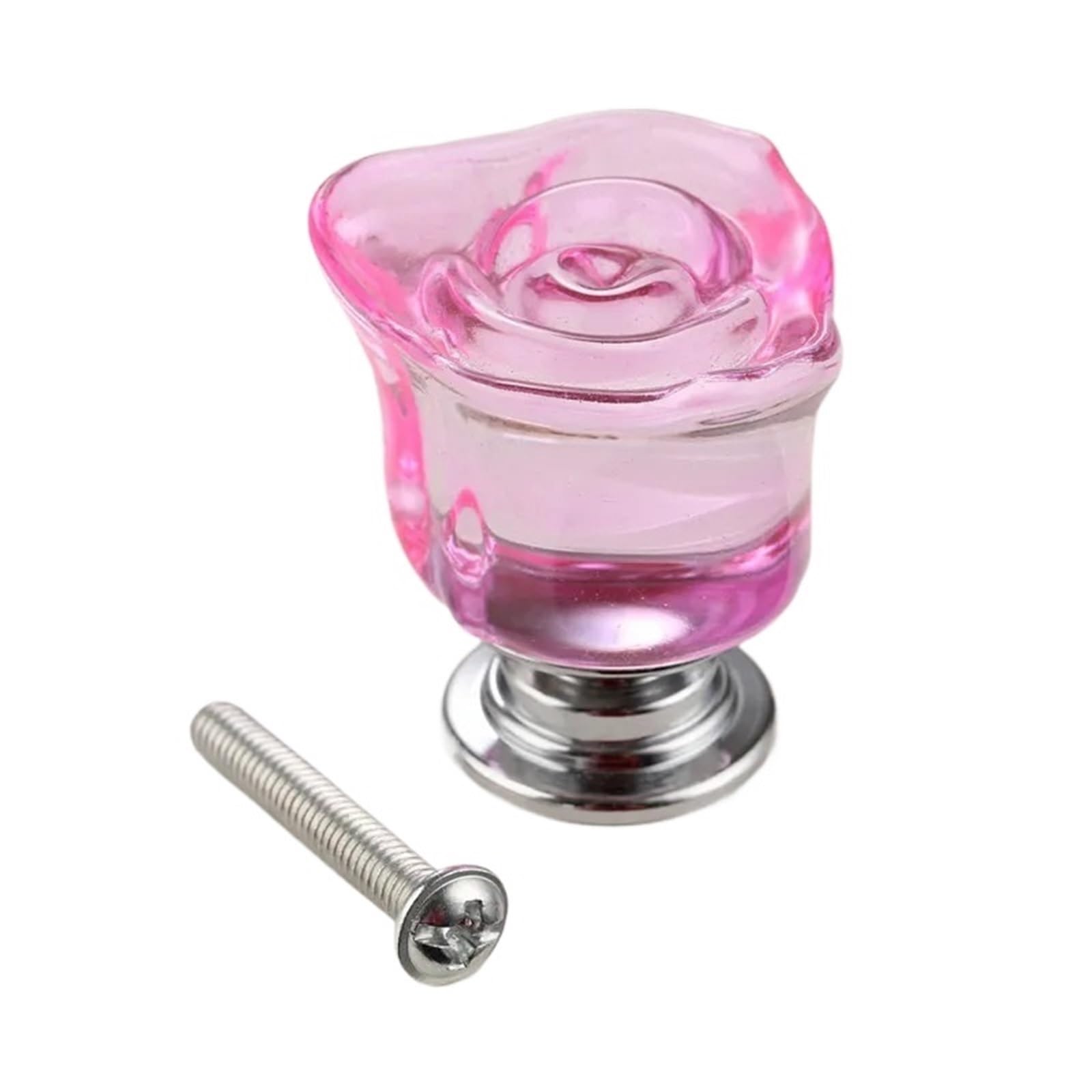 MWAHJU 4Pc 30mm Crystal Rose Glass Clear Cabinet Knob for Cupboard