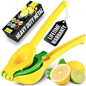 Zulay Metal 2-In-1 Lemon Squeezer Manual – Sturdy, Max Extraction Hand Juicer Lemon Squeezer Gets Every Last Drop – Easy to Clean Manual Citrus Juicer – Easy-to-Use Lemon Juicer Squeezer-Yellow/Green