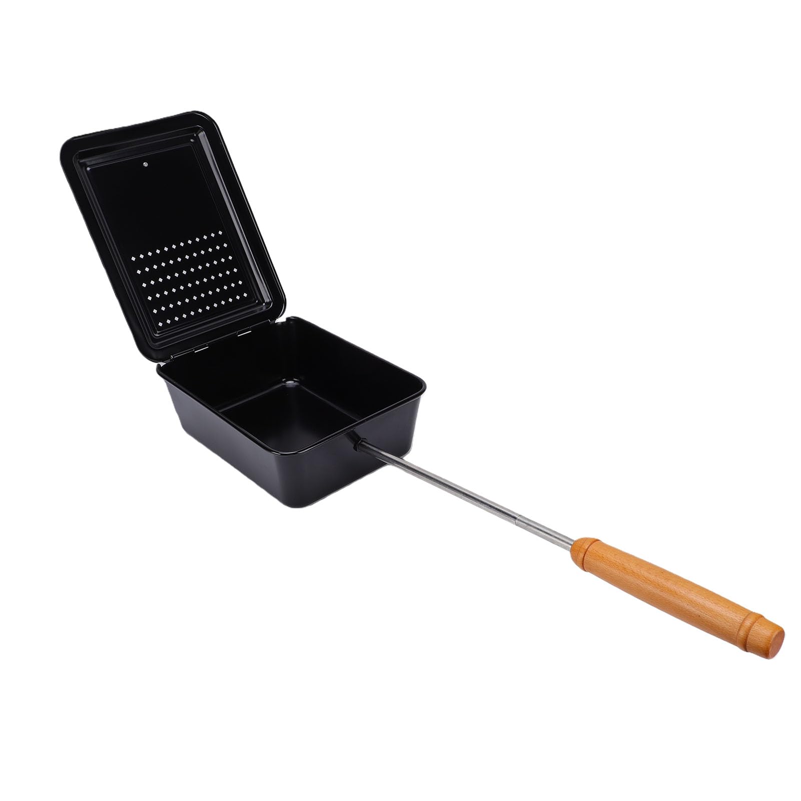 Zunate Pentole Portatili da Campeggio per Popcorn da 3,5 Litri, Perfette per Riunioni All'aperto, Realizzate in Ferro Resistente e Legno Massiccio (BLACK)