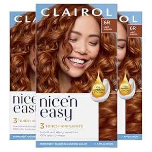 Clairol Nice’n Easy Permanent Hair Dye, 6R Light Auburn Hair Color, Pack of 3