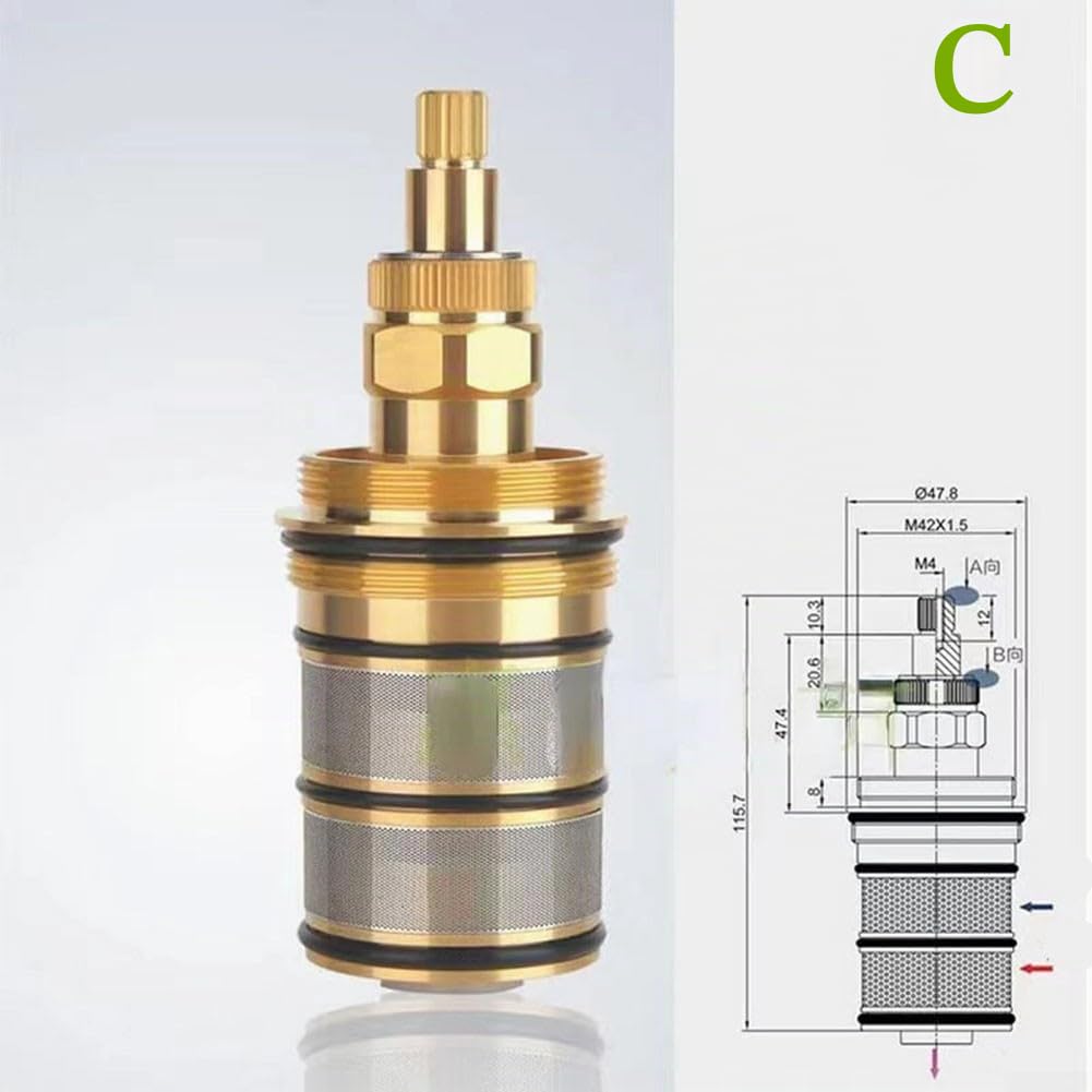 Cartouche thermostatique en laiton, cartouche de douche de rechange en laiton, 20-48 ℃ pour mitigeur de bain, cartouche de barre de valve de douche, bobine de contrôle de température constante