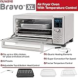 Nuwave Bravo Air Fryer Toaster Smart Oven, 12-in-1 Countertop Convection, 30-QT XL Capacity, 50°-500°F Controls, Top and Bottom Heater Adjustments 0%-100%, Brushed Stainless Steel Look (Renewed)