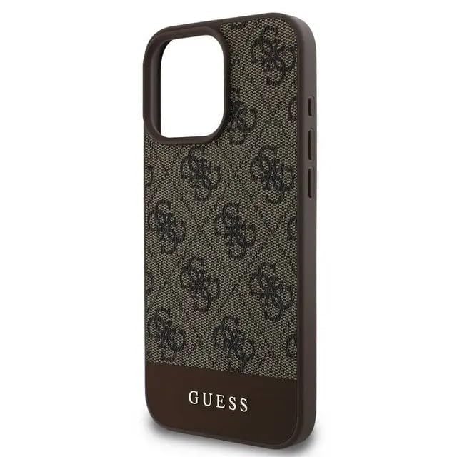 Coque rigide iPhone 16 Pro Guess cuir PU marron anti-rayures 4G