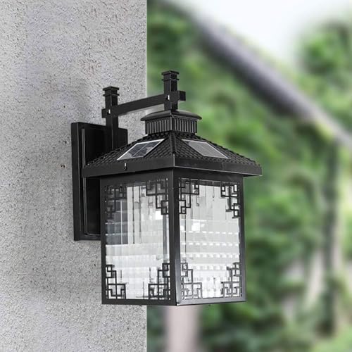 Lanterne murale solaire en aluminium et verre pour éclairage extérieur de balcon