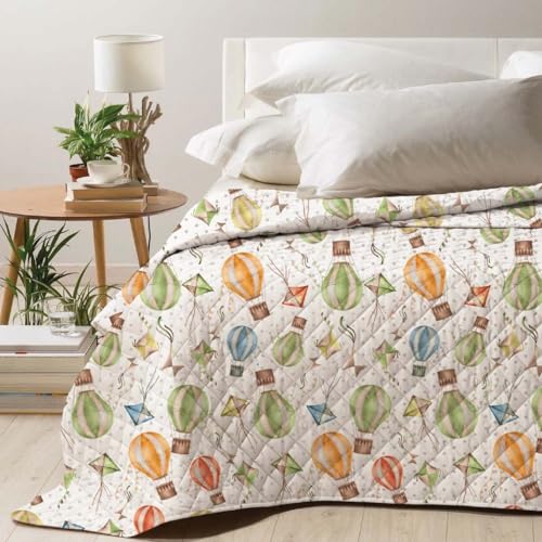 S&G Home Boutis Trapuntino Estivo copriletto Trapuntato Traspirante e Anallergico, Disponibile in Diverse Misure e Fantasie - Mongolfiere Multicolore, Matrimoniale