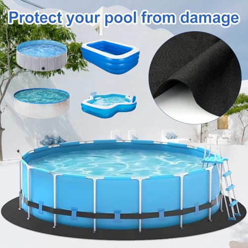 Lotvic Pool Unterlage Outdoor, 12ft Poolunterlage Rund, Schwimmbecken Matte Pool Bodenplane Faltbarer, Whirlpool Matte, Bodenschutzmatte für Aufstellpools, UV-Stabil & Reißfest, Schwarz