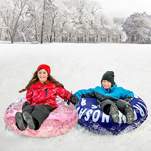 2-Pack Snow Tube Sleds For Kids And Adults Heavy Duty 36" Sleds With Handle And Bottom, Large Inflatable Snow Tubes For Boys And Girls Outdoor Sledding, Holiday Christmas Fun, 2023 Upgrade 0.6Mm #TOP6