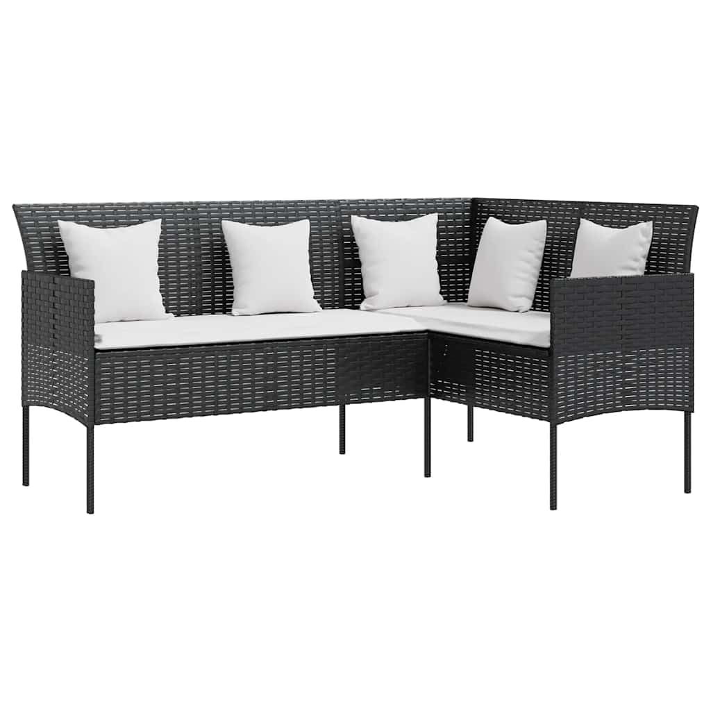 Sofa Terraza Exterior, Muebles Jardin Exterior, Conjunto Jardín de Ratán, Sillones de Jardin, Sofá de Terraza, Set de sofás en Forma de L 5 pzas Cojines ratán sintético Negro