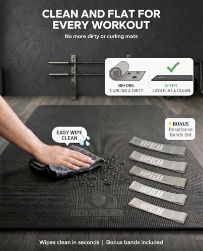 HAPBEAR Extra Large Exercise Mat-6'x9'x8mm(1/3 inch), Non-Slip, Ultra Durable, Thick Workout Mats for Home Gym Flooring Cardio, Yoga Mats for Fitness, High-Density Exercise Mat, Shoes-Friendly - image 6