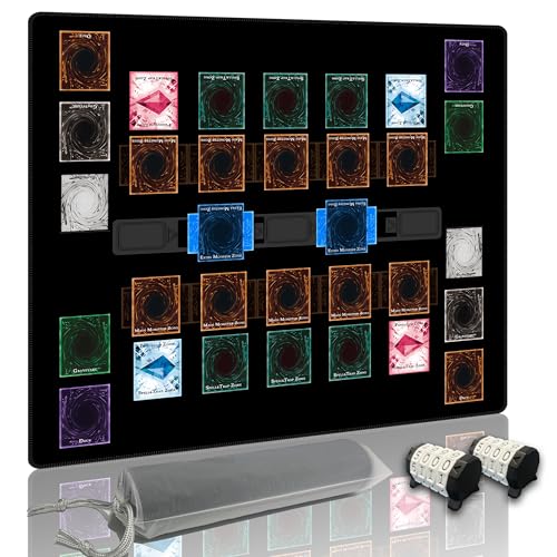 Stitched for Yugioh Playmat, 2-Player, Master Rule Duel Field Zones, Large Card Game Mat, Original Art Designs & Accessories (Basic3)