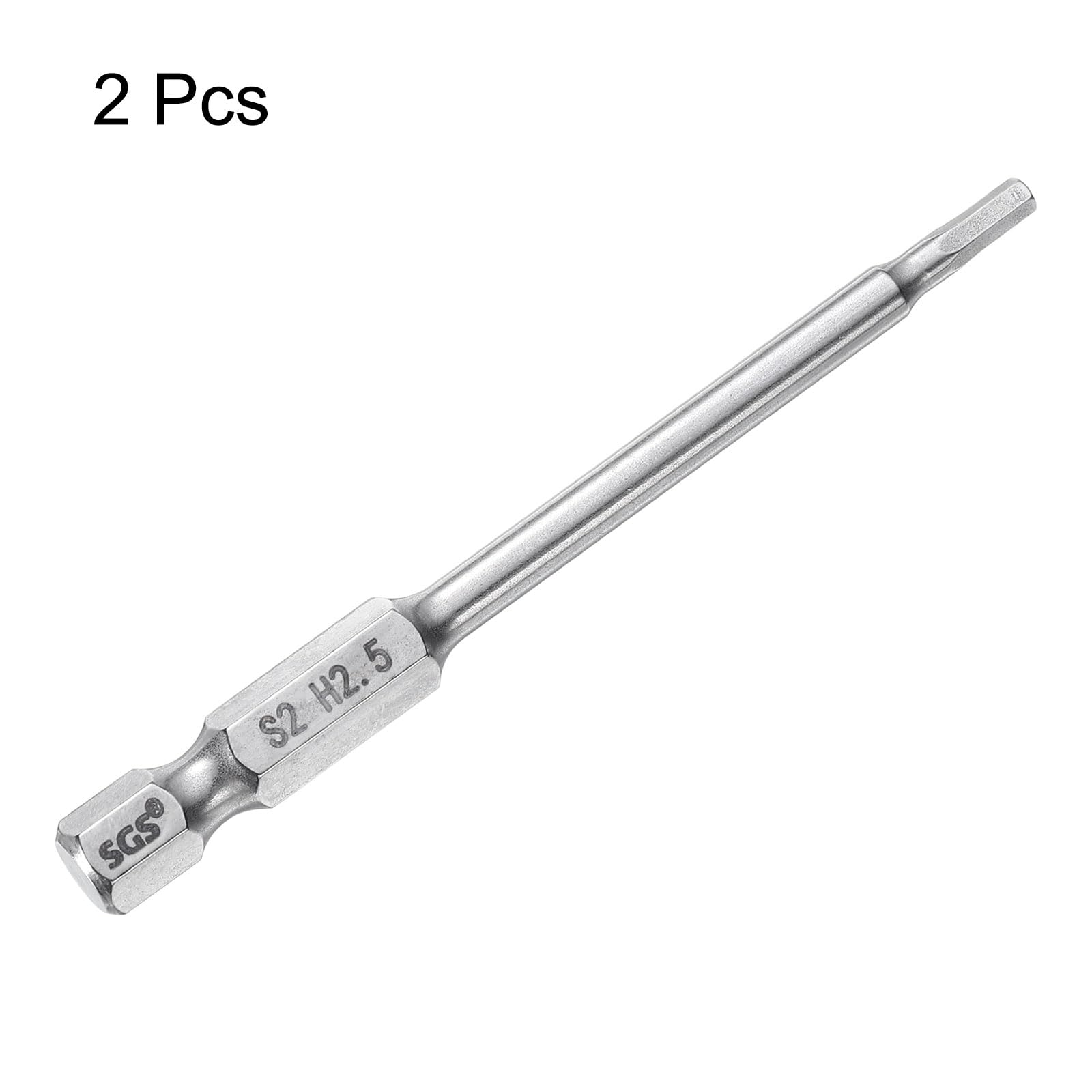QUARKZMAN 2pz Punte per Cacciavite Chiave Esagonale 2,5mm (H2,5) Metrico 1/4" Attacco Esagonali 75mm (3") Punta Magnetica Lunghe Acciaio S2 Punta Trapano Piatte Grado Industriale per Viti
