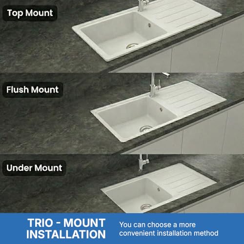 Image of JAYKO Quartz Acrylic Kitchen Sink for Modular Kitchen | Granite Finish, Scratch & Heat Resistant | Easy to Clean & Stylish Sink for Home (WI, 36x18in)