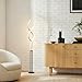 Brightech Embrace Dimmable LED Floor Lamp – Modern Spiral Adjustable Standing Lamp for Living Rooms & Offices – 2-in-1 Tall End Table Lamp for Bedroom Reading - Black