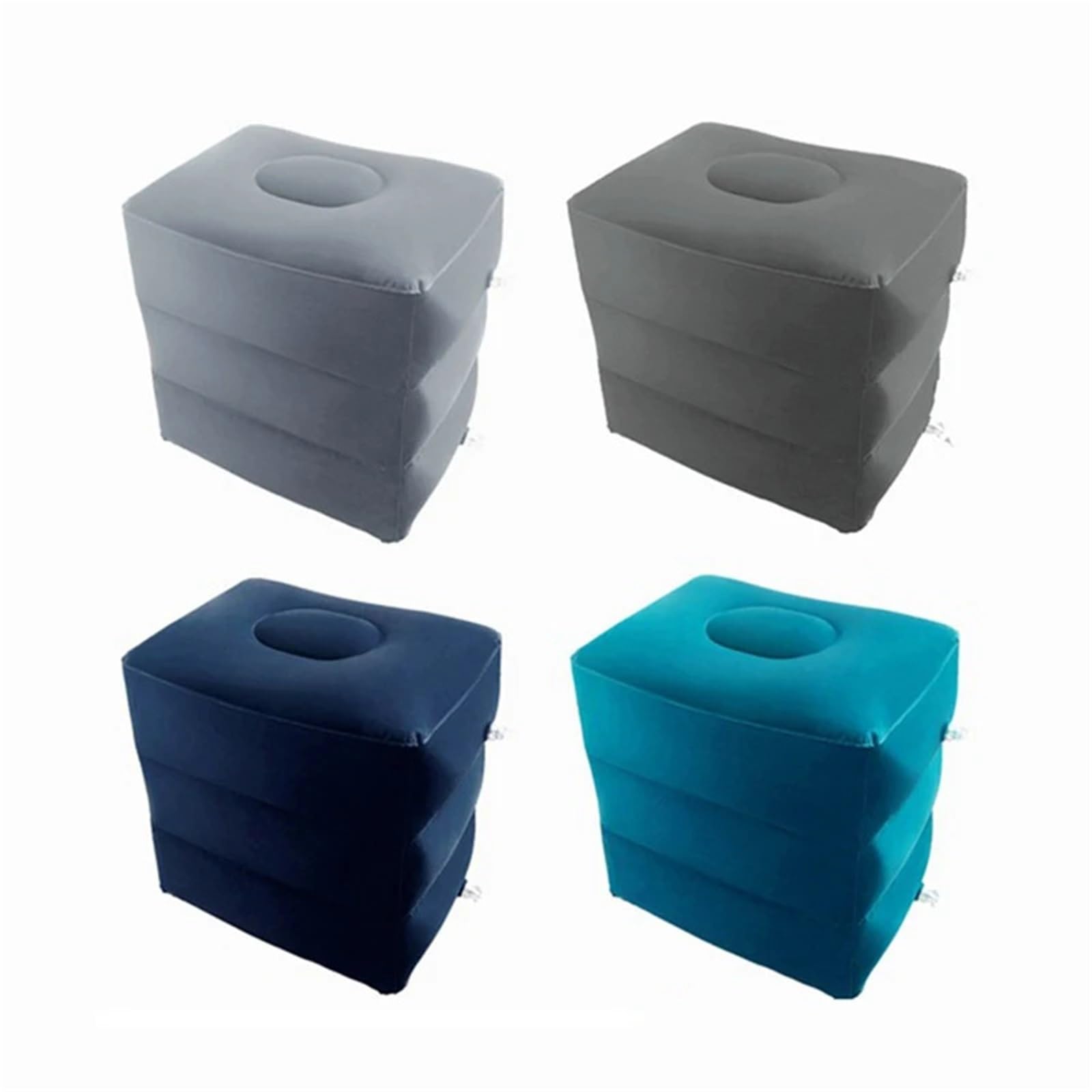 1 Uds. Cojín Inflable, reposapiés, Taburete Inflable, cojín de Viaje, reposapiés Flocado de Tres Capas, Taburete Ajustable for pies(Blue)