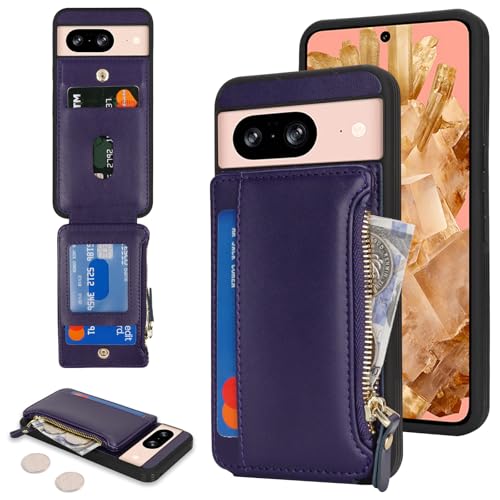 Image of Cavor for Google Pixel 8 Case Wallet with Card Holder, Purple