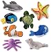 Plush Sea Creatures Soft Plush Stuffed Sea Animals Playset Plush Sea Life Assortment, Set of 8, Talking Blue Whale Included - Sea Turtle, Shark, Sea Lion, Octopus, Stripe Fish, Starfish, Clown Fish