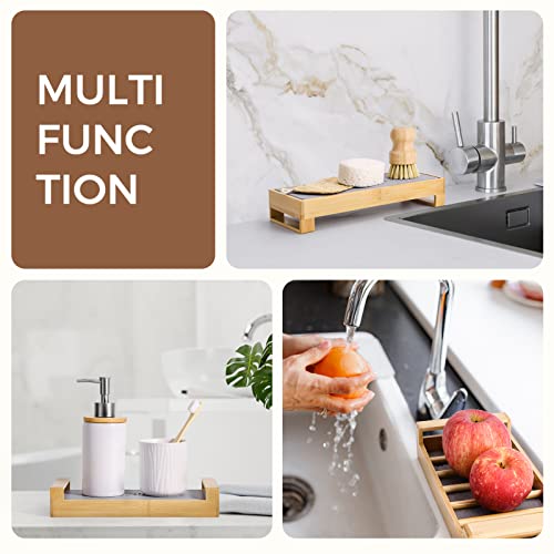Wealone 3-In-1 Sink Caddy Instant Dry Sink Organizer, Fast Drying Diatomaceous Earth Stone, Kitchen Sponge Holder, Water Absorbing Sink Rack For Modern Home Countertop Bathroom Toothbrush Soap Holder #TOP3