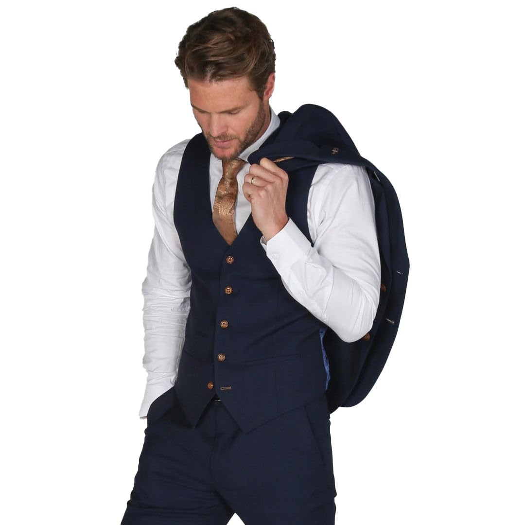 Paul Andrew Men's Navy-Waistcoat Mayfair- Plain Navy Waistcoat - Navy 44