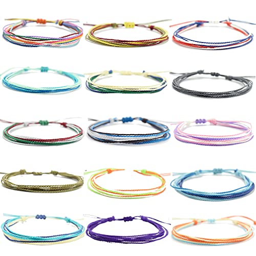 Yfstyle 15Pcs Summer Beach String Bracelets Colorful Surfer Wave Vsco Bracelet For Women Girls Handmade Braided Waterproof Bracelets Friendship Bracelets Anklets Boho Jewelry For Summer15 #TOP27
