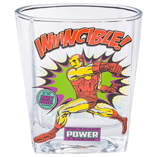 Silver Buffalo Marvel Comics Action Poses 4Pc Rocks Glass Set, 9 Ounces #TOP4