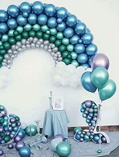 Image of KALOR Metallic Green Balloons, 100 pcs 5 inch Thick Latex Chrome balloons for Balloon Garland Arch, Birthday Decoration, Wedding Party, Baby Shower Decorations