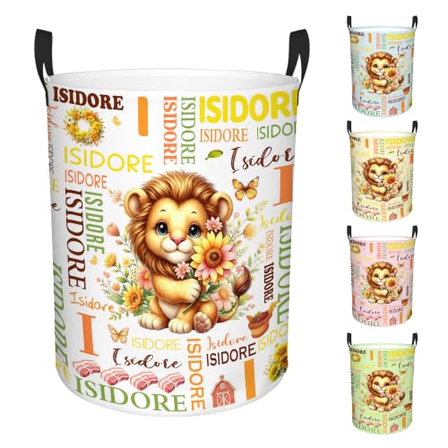 Image of Custom Lion Laundry Hamper, Personalized Laundry Basket with Name, Customized Dirty Clothes Basket for Clothes Toy Bathroom Bedroom Storage,S-16.5 inchX 13.8 inch
